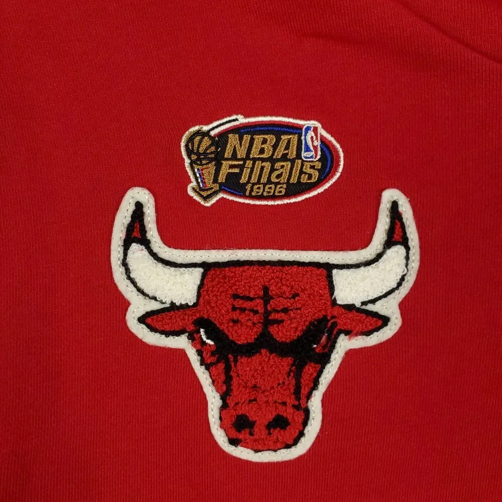 Chicago Bulls Mitchell & Ness NBA‎ L Large Hoodie Chenille Stitch Logos Red NWT